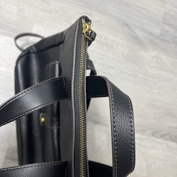 Fossil Hunter Black Leather Backpack SHB2695 Brass Hardware main image 8